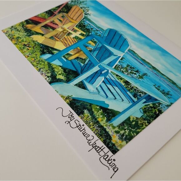 Art Print Jo Laking Lawn Chairs Glossy Print on Greeting Card #0178 - Picture 2 of 5